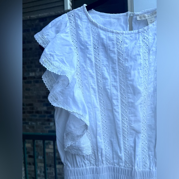 🆕 Chelsea&Violet White Ruffle Cotton Mini Dress Small Summer Boho Bridal Party - Picture 8 of 17